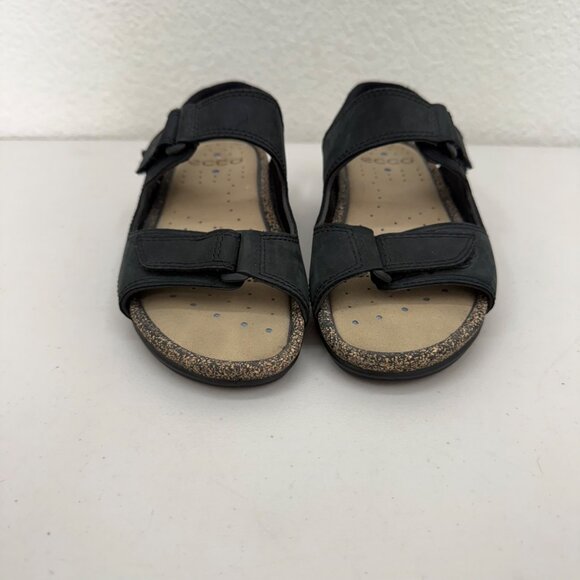 Ecco Cosmo Black Leather Cork Adjust Open Toe Sandals Shoe Womens sz 39 US 8-8.5 - Picture 2 of 9
